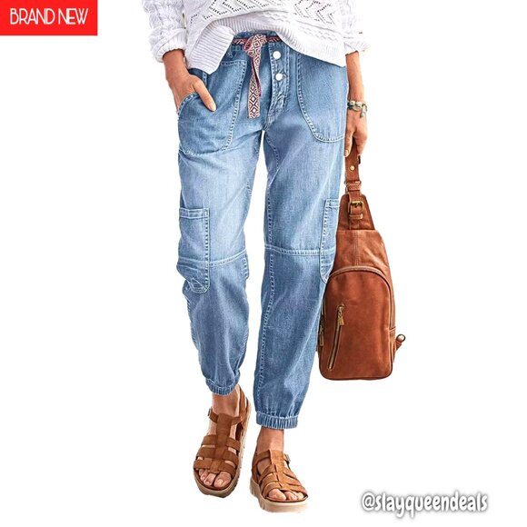 Straight Leg Button Fly Jeans Mid Rise Stretch Denim Pants Women